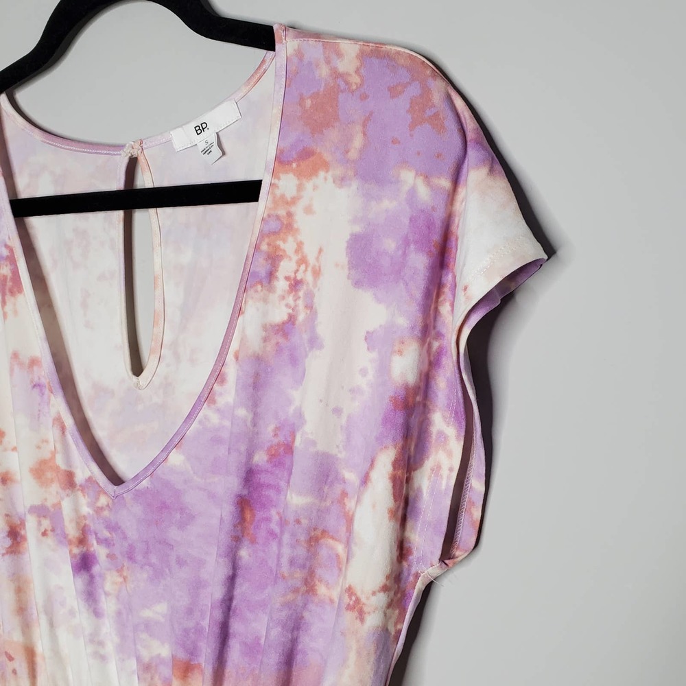 BP Purple White Pink Tie Dye V-Neck Short Sleeve Romper Sz Small S - Picture 4 of 8